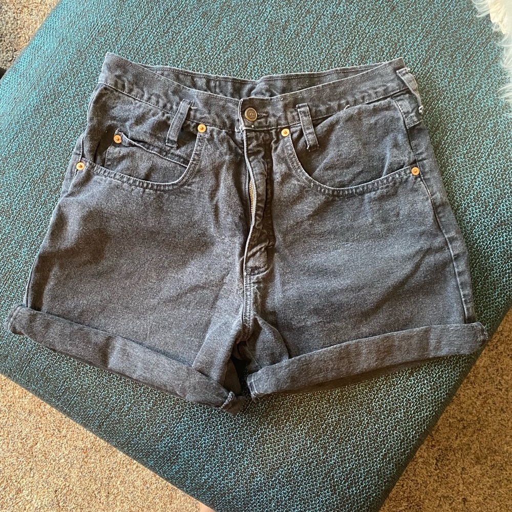 Vintage High Waisted Black Denim Shorts